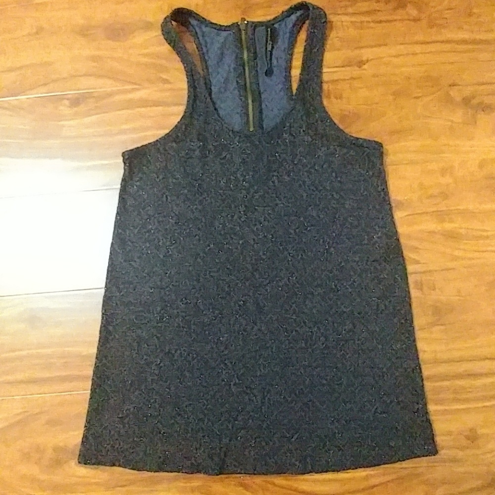 Zara navy metallic evening tank top